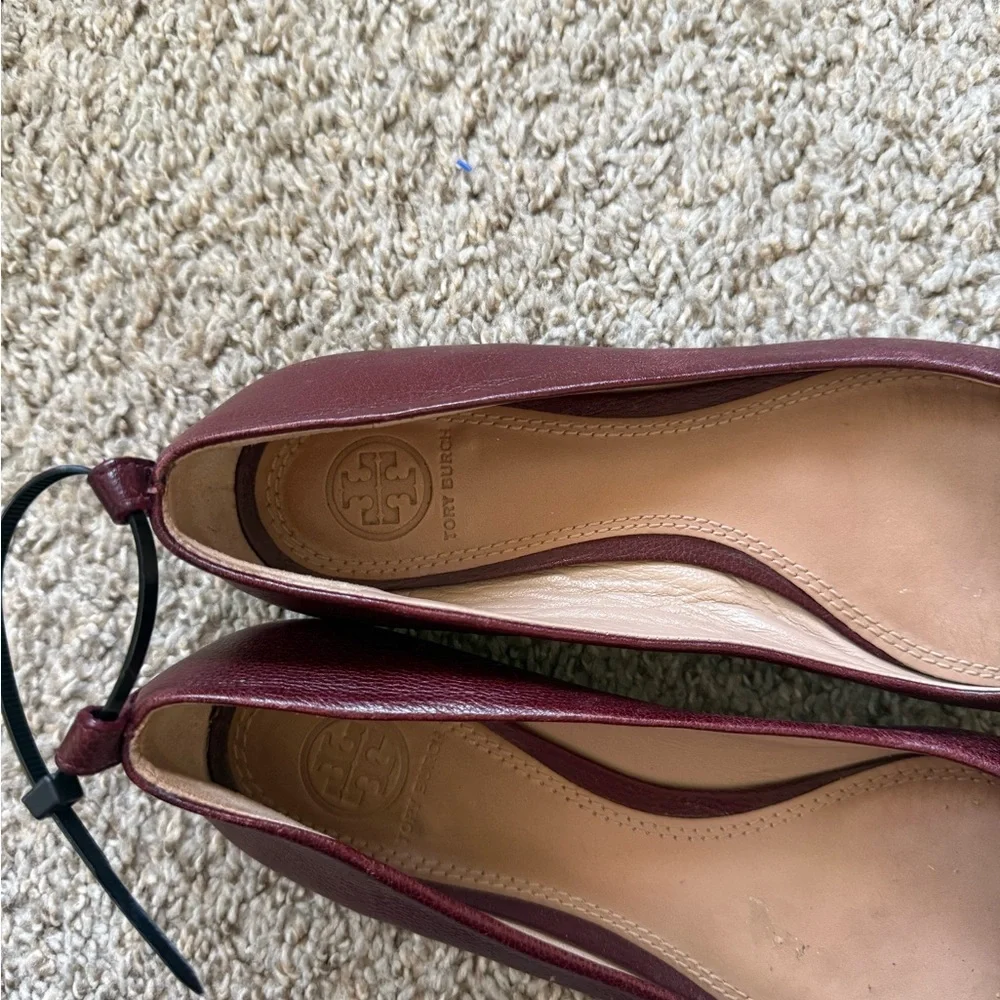 Tory Burch Mini Miller Burgundy Flats